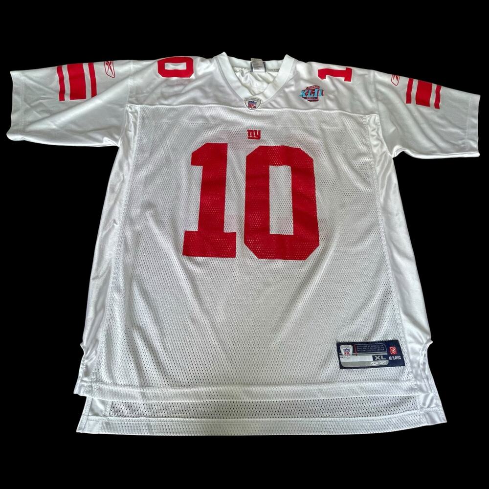 Eli Manning New York Giants Jersey Super Bowl XLll Adult XL Reebok White Red